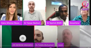 Visioconférence de médecins discutant en ligne.