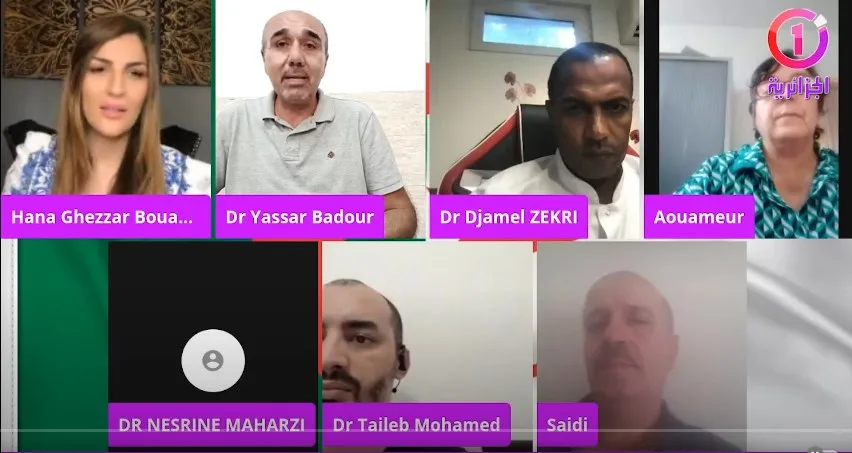 Visioconférence de médecins discutant en ligne.